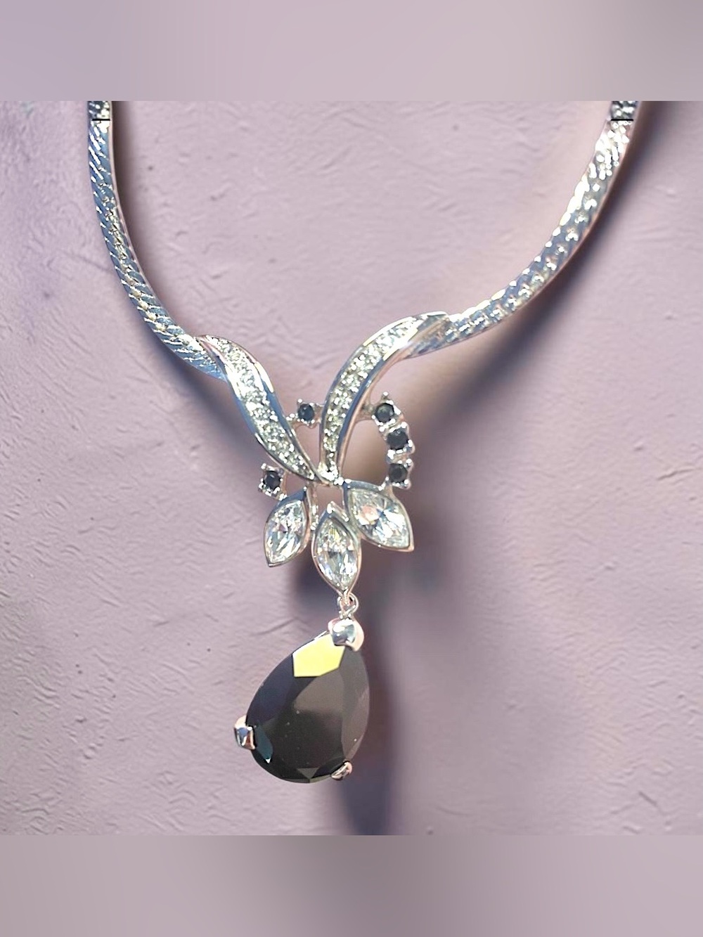 Vintage D'Orlan Teardrop Swarovski Crystal Necklace
